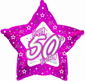 Pink Stars Foil Balloon Age 50