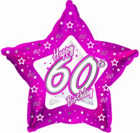 Pink Stars Foil Balloon Age 60