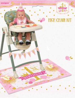 Pink and Gold 1st Birthday High Chair Kit