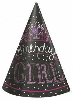 Sweet Birthday Girl Party Hats, 8 pk