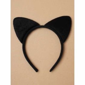 Black fabric Cat ears on a black aliceband