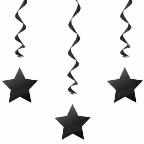 Black Swirls with Stars Hanging Decorations x 3