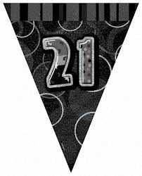 Black Glitz 21 Party Flag Banner