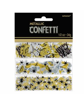 Black, Silver & Gold New Year Triple Pack Confetti - 31g