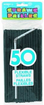 Black Flexible Straws 50pk