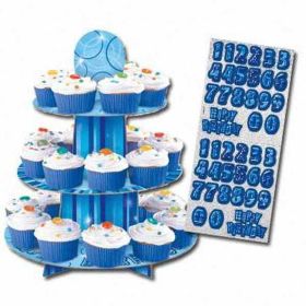 Blue Glitz Party Cupcake Stand