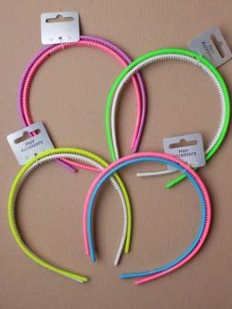 Bright Neon coloured 7mm aliceband, card of 2