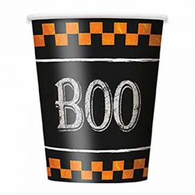 Checkered Halloween Party Cups pk8