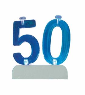 Colour Changing Flashing Candle Holder, Number 50, with 4 Candles