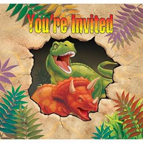 Dino Blast Party Invitations pk8
