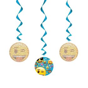Emoji Hanging Swirl Decorations pk3