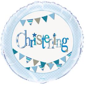 Christening Blue Bunting Party Foil Balloon