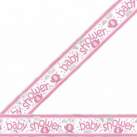 Umbrellaphants Pink Foil Baby Shower Banner 12ft