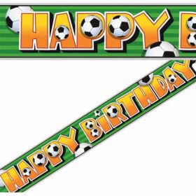 3D Soccer Happy Birthday Party Banner 12ft