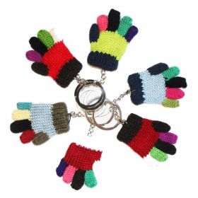 Small Multicoloured Knitted Glove Keyring