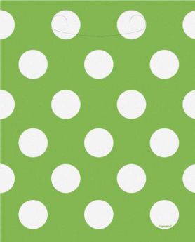 Lime Green Polka Dot Party Loot Bags 8pk