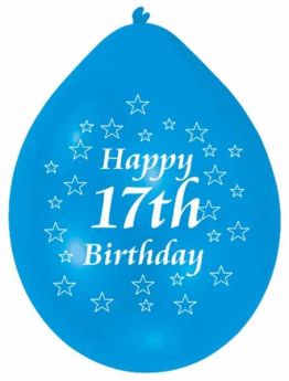 Happy 17th Birthday Latex Balloons Pk10