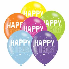 Happy Retirement Assorted Colours Latex Balloons pk6