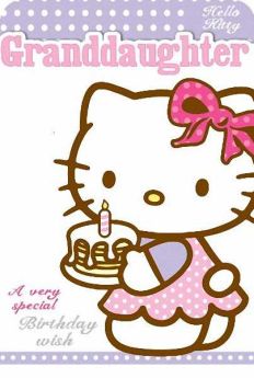 Hello Kitty Granddaughter Glitter Birthday Card