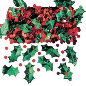 Holly With Berries Metallic Embossed Confetti Mix 14g