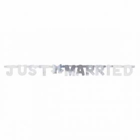 Just Married Silver Letter Banner