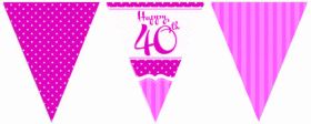 Perfectly Pink 40th Birthday Flag Banner 
