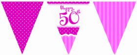 Perfectly Pink 50th Birthday Flag Banner 