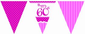 Perfectly Pink 60th Birthday Flag Banner 