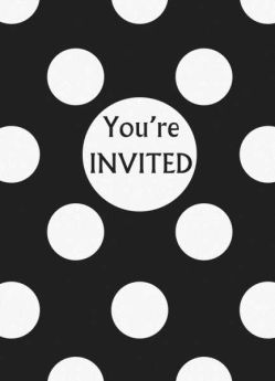 Midnight Black Polka Dot Party Invitations 8pk