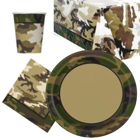 Military Camo Party Tableware Pack for 8
