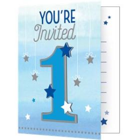 One Little Star - Boy Party Invitations with attachment pk8