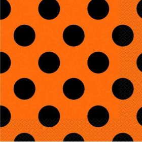 Orange & Black Dots Halloween Party Napkins, pk16