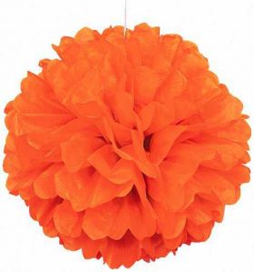 Orange Paper Puff Ball Hanging Party Decoration