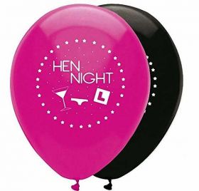 Pink & Black Hen Night Latex Balloons pk6