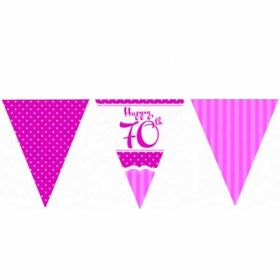 Perfectly Pink Paper Flag Bunting 70th Birthday