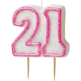 Pink Glitz 21 Party Candle