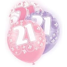 Pink Glitz 21 All Over Print Party Balloons 6pk