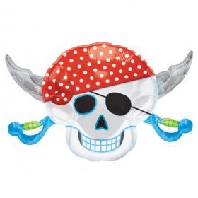 Pirate Party Skull SuperShape Foil Balloon (sold uninflated) 