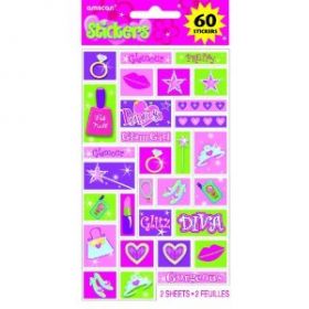 Princess Stickers ( 2 Sheets, 60 Stickers)