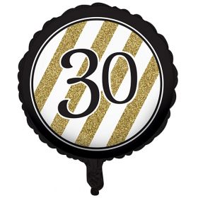 Black & Gold Age 30 Foil Balloon