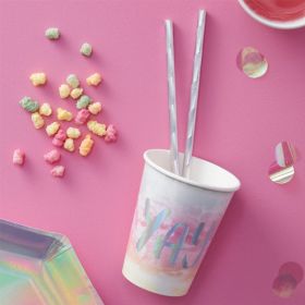 Iridescent Rainbow Party Paper Cups, pk8