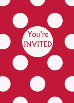 Red Polka Dot Party Invitations 8pk