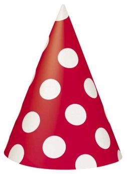 Red Polka Dot Party Hats 8pk