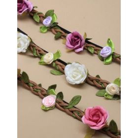 Bandeaux/fabric roses browband bandeaux on plaited cord