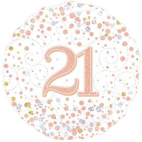 Rose Gold Sparkling Dots 21st Birthday Foil Balloon 18"