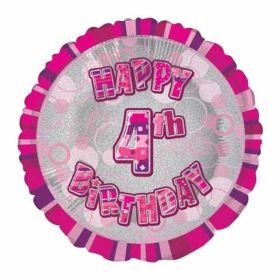 Pink Age 4 Prismatic Foil Balloon