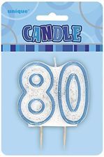 Blue Glitz Candle Age 80
