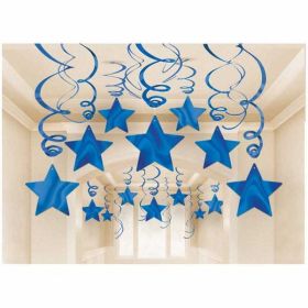 Shooting Stars Blue Swirl Party Decoration Pack ( 30 Swirls )