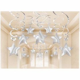 Shooting Stars Silver Swirl Party Decoration Pack (30 Swirls)