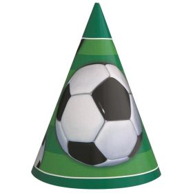 3D Soccer Paper Party Hats, pk8